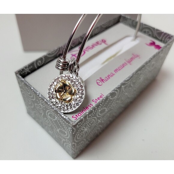 Disney Unwiritten Ohana Means Family Floating Crystal Flower Adjustable Bracelet - Picture 2 of 6